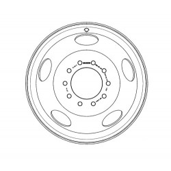 W0002398  -  Wheel Asm - 19.5x6, Offset 5.0, 10-hole Gray (JF9 - Dual Rear Wheels)