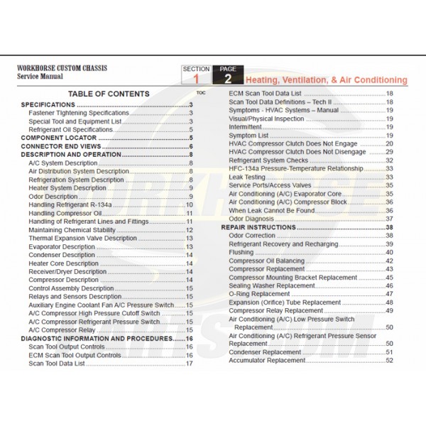 20052007 Workhorse LF72 HVAC Service Manual Download Workhorse Parts