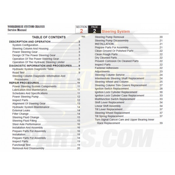 2005-2007 Workhorse LF72 Steering Service Manual Download