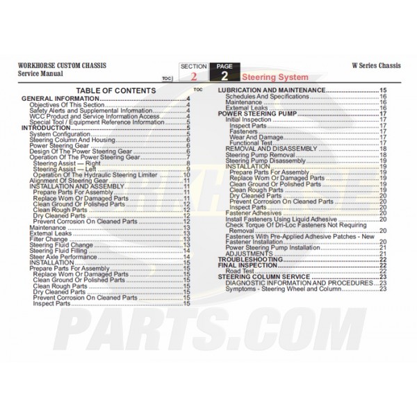 2007 Workhorse W-Series Steering Service Manual Download