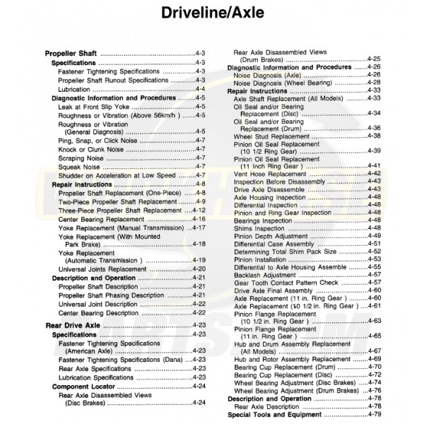 1999-2003 Workhorse Driveline And Axle Service Manual Download