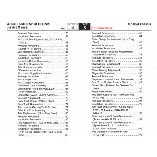 2007-2009 Workhorse W-Series Driveline & Axle Service Manual Download