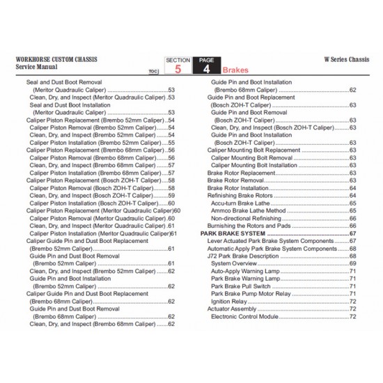 2007-2009 Workhorse W-Series Brakes Service Manual Download