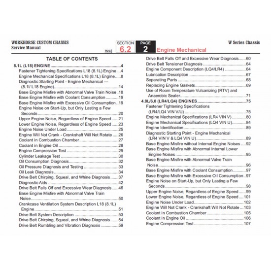 2007-2009 Workhorse W-Series Engine Mechanical Service Manual Download