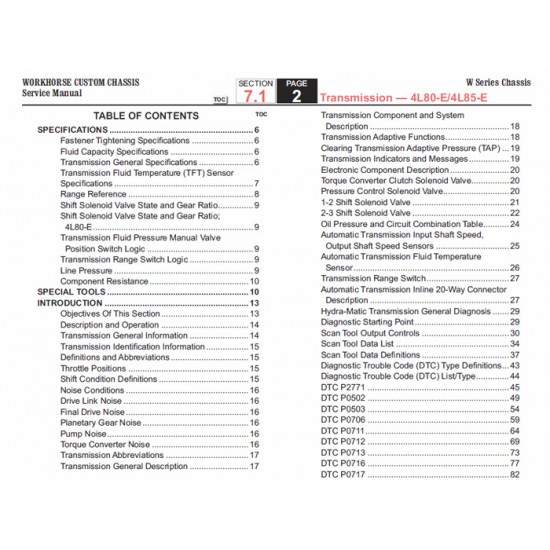 2007-2009 Workhorse W-Series Hydra-Matic (4L80-E & 4L85-E) Transmission Service Manual Download