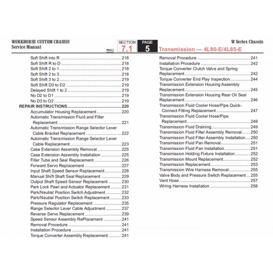 2007-2009 Workhorse W-Series Hydra-Matic (4L80-E & 4L85-E) Transmission Service Manual Download
