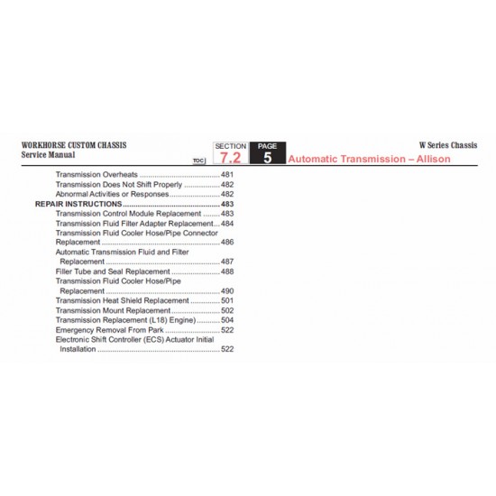 2007-2009 Workhorse W-Series Allison Transmission Service Manual Download