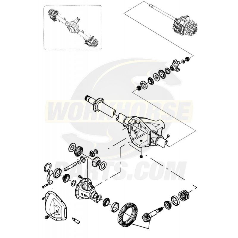 W0007318 - Axle Asm - Rear (4.63 Ratio) (dana 80) (drw) (68mm 