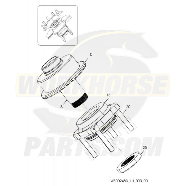 W8002483 - Hub & Spindle Assembly (JM6 Brake Code)