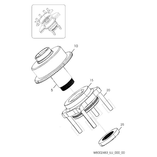 W8002483 - Hub & Spindle Assembly (JM6 Brake Code)