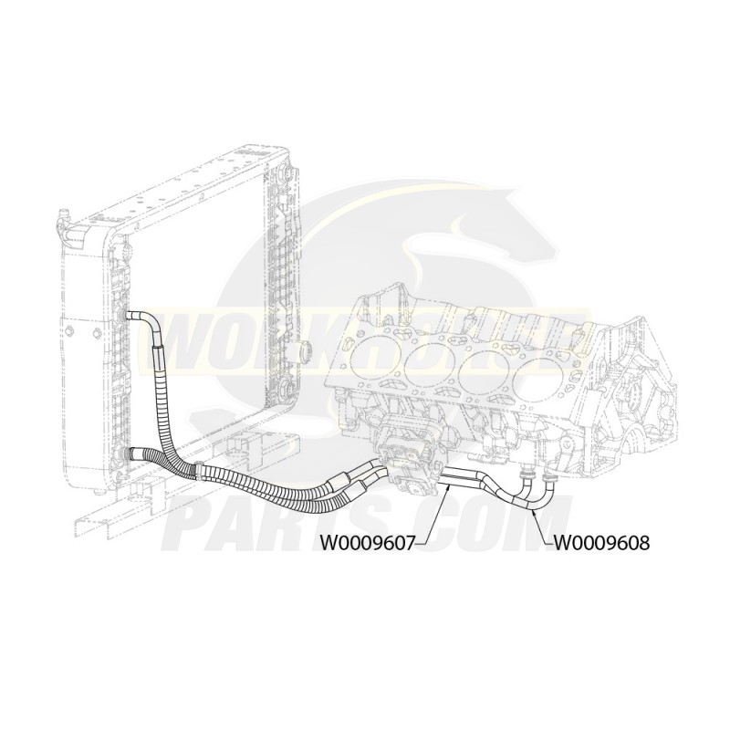 W0009607 Hose Asm Engine Oil Cooler Outlet, Engine Inlet